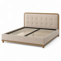 Modernes Polsterbett 180 × 200 cm in Beige, Natur und Schwarz mit Lattenrost und gestepptem Kopfteil