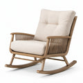 Skandinavischer Schaukelstuhl aus Holz mit Stoffpolsterung, Beige und Braun, 98 × 76 × 95 cm