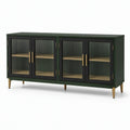 Modernes Sideboard mit 4 Türen und 2 Einlegeböden, 160 × 40 × 80 cm, Dunkelgrün, Schwarz und Goldfarben