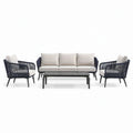 4-teiliges Gartenmöbel-Set, Dunkelgrau/Beige, Sofa 190 × 78 × 76 cm, Sessel 75 × 78 × 76 cm, Tisch 110 × 60 × 40 cm
