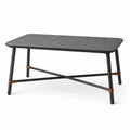 Moderner Gartentisch aus Metall und Kunststoff, Anthrazit und Braun, 150 × 90 × 75 cm