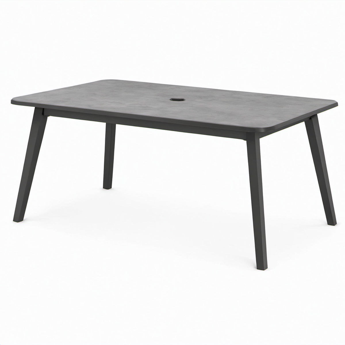 Rechteckiger Gartentisch mit Sonnenschirmöffnung, 150 × 90 × 74 cm, Grau/Anthrazit
