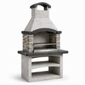 Gartengrill mit Kamin, Grillrost und Ablagen, 110 × 65 × 220 cm, Grau/Anthrazit/Beige