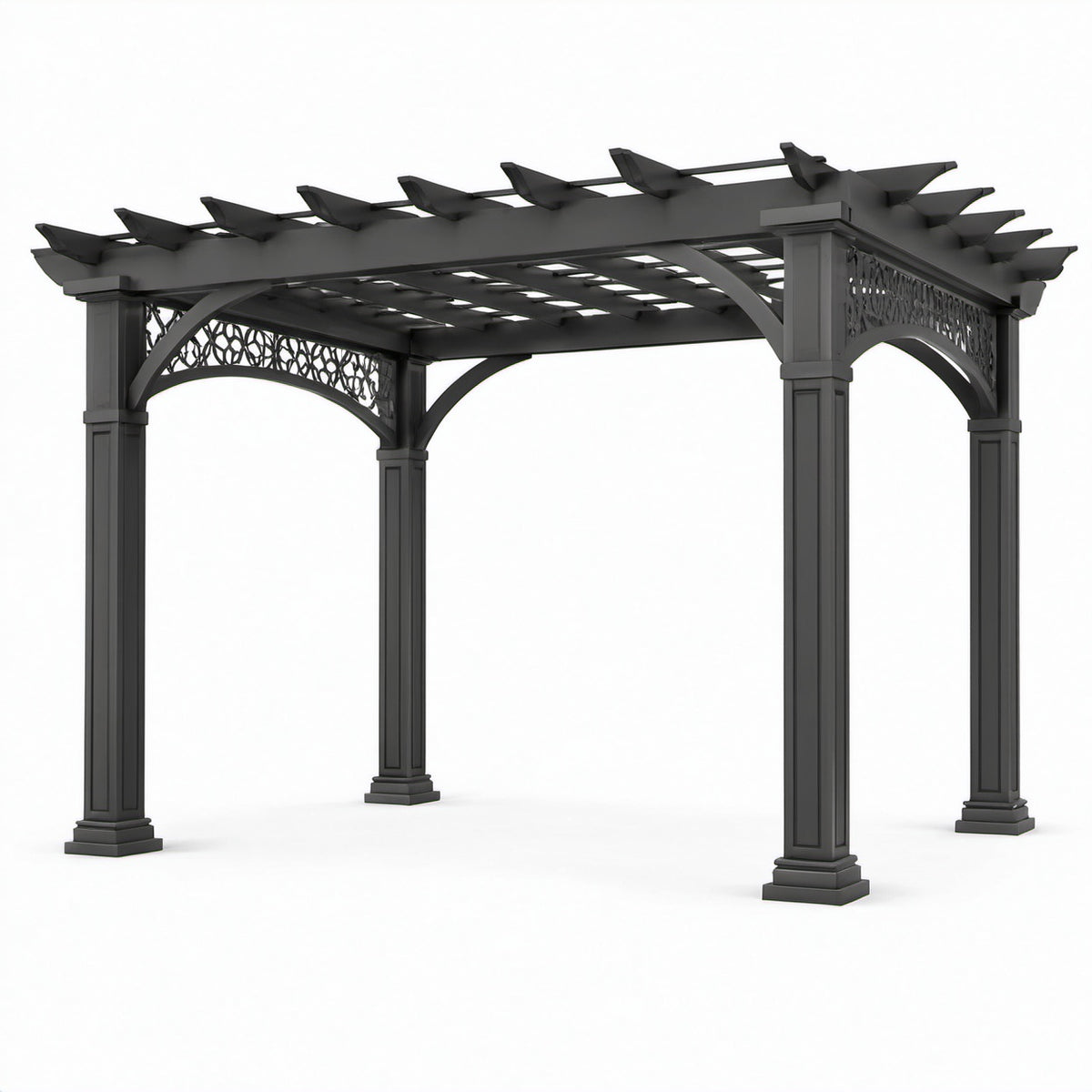 Aluminium-Gartenpavillon mit offenem Lamellendach, 300 × 300 × 260 cm, Anthrazit