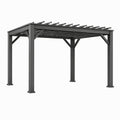 Gartenpergola aus beschichtetem Metall mit festem Lamellendach, Anthrazit, 300 × 300 × 240 cm