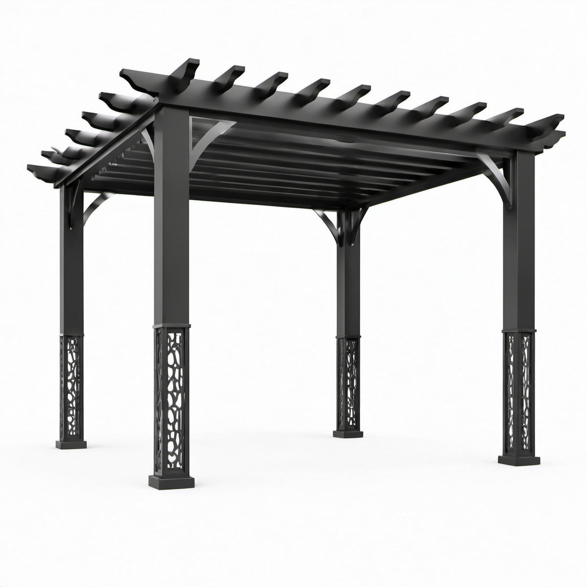 Aluminium-Pergola mit offenem Lamellendach, 300 × 300 × 250 cm, Schwarz